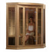 Golden Designs Maxxus MX-K356-01 Corner Low EMF 3 Person FAR Infrared Sauna, Canadian Hemlock - Upzy.com
