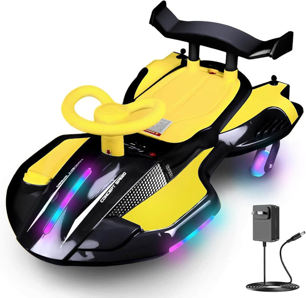 pedal car electric SkylineExtend 12V Swing/Wiggle Electric Ride-On Car Black Yellow