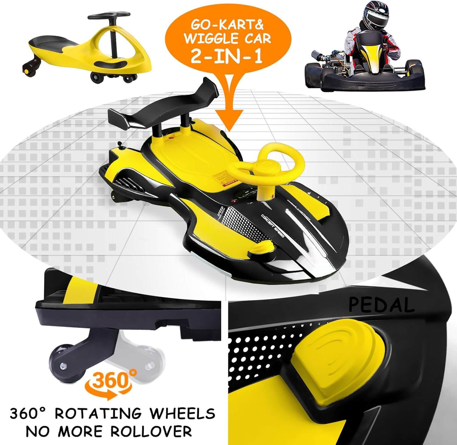 electric pedal go kart SkylineExtend 12V Swing/Wiggle Electric Ride-On Car Green White