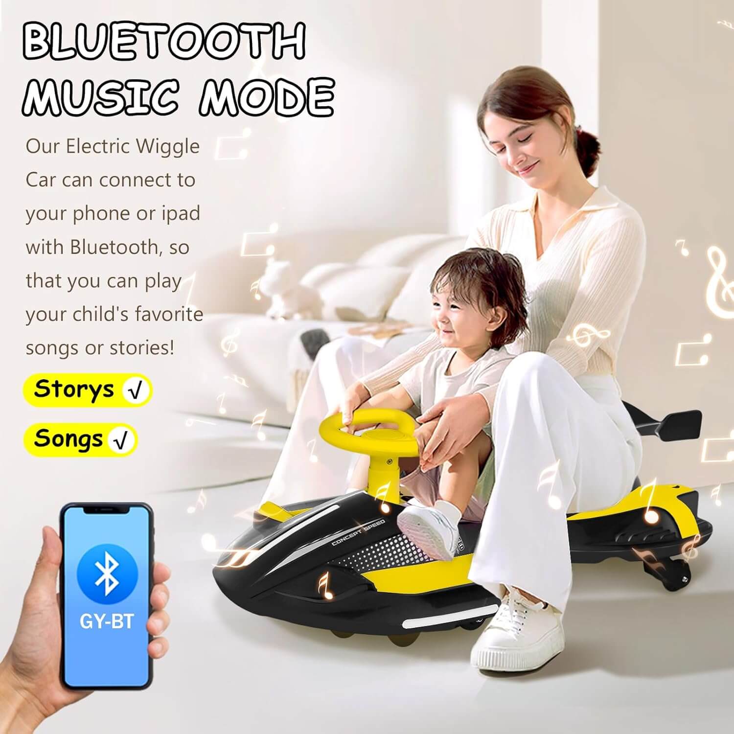 SkylineExtend 12V Swing/Wiggle Electric Ride-On Go Kart Car for Kids Ages 3+