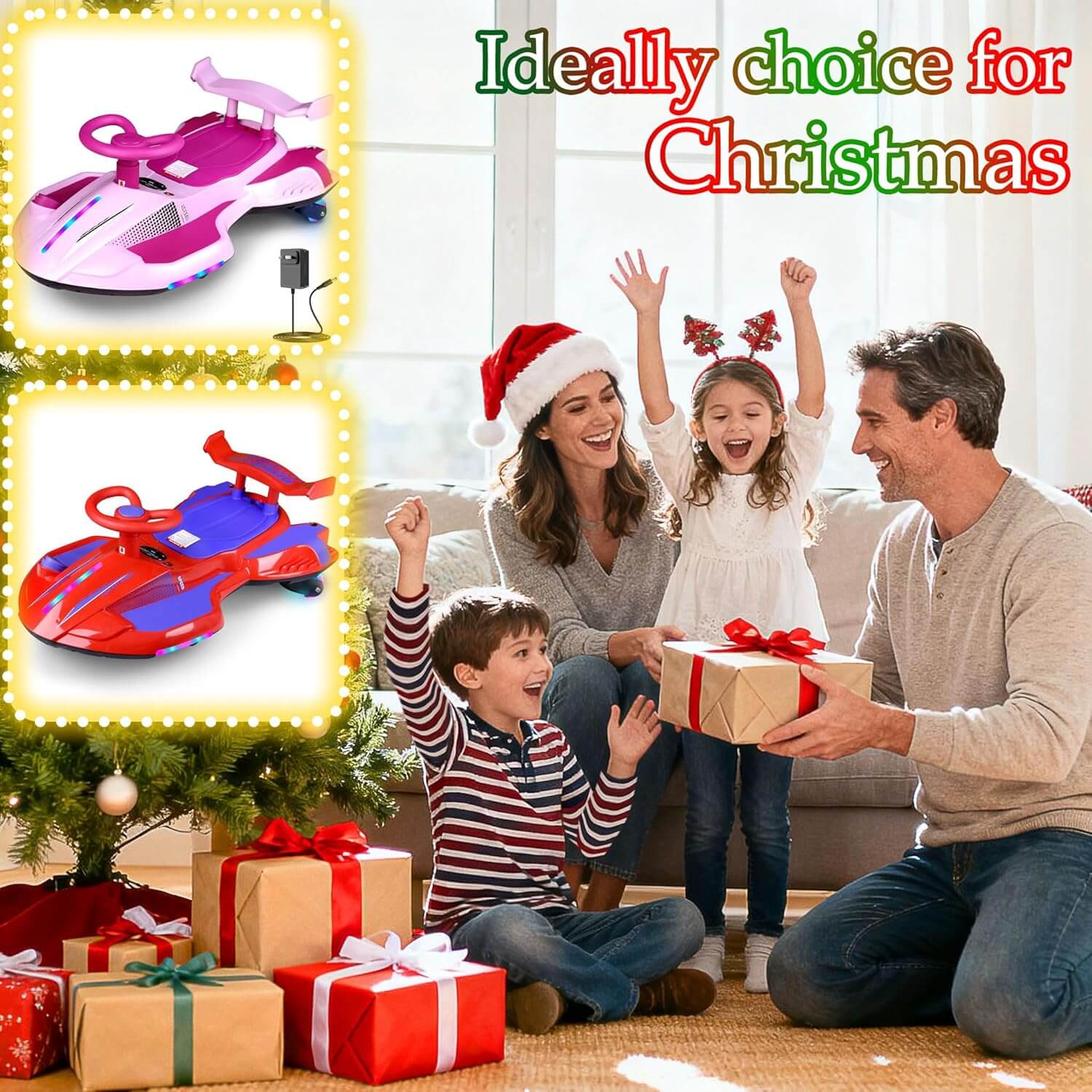 SkylineExtend 12V Swing/Wiggle Electric Ride-On Go Kart Car for Kids Ages 3+