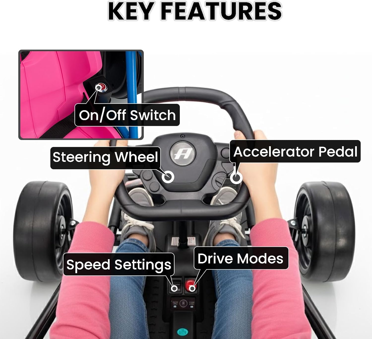 Aoshaweyz 24V 360W Drift Ride-On Electric Go-Kart