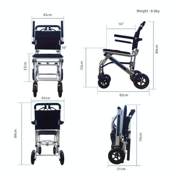 Active Transport Superlite L Manual Folding 2-in-1 Push Wheelchair & Walker