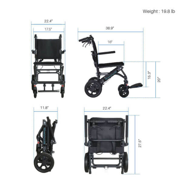 Active Transport Superlite L Manual Folding 2-in-1 Push Wheelchair & Walker