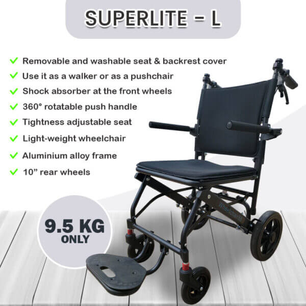 Active Transport Superlite L Manual Folding 2-in-1 Push Wheelchair & Walker