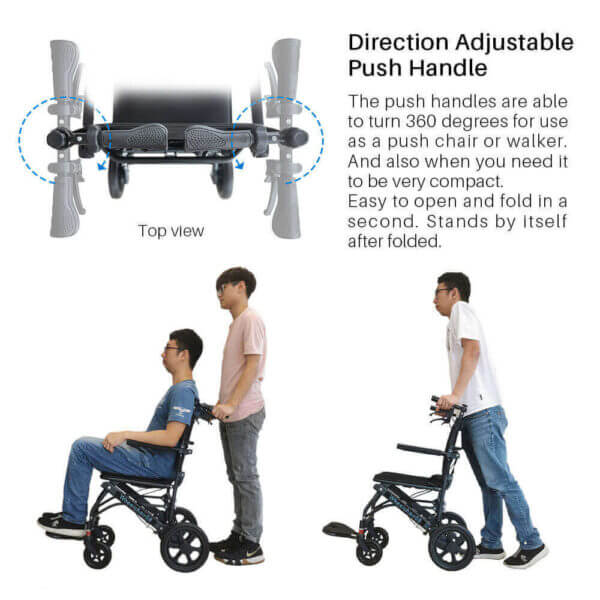 Active Transport Superlite L Manual Folding 2-in-1 Push Wheelchair & Walker