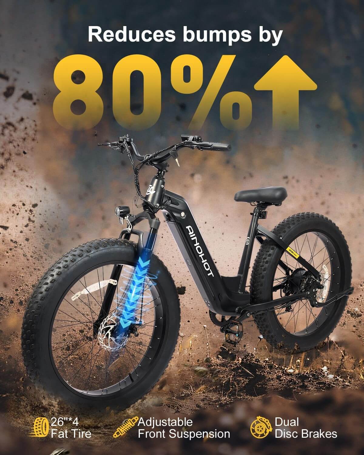 Ainohot Terra 1000W 48V Fat Tire Electric Mountain Bike