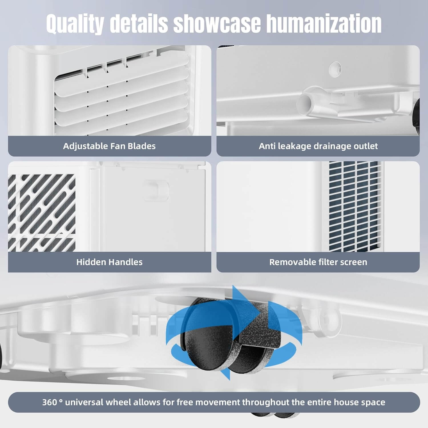 Akires 3-In-1 1000 BTU Portable Air Conditioner, Fan & Dehumidifier