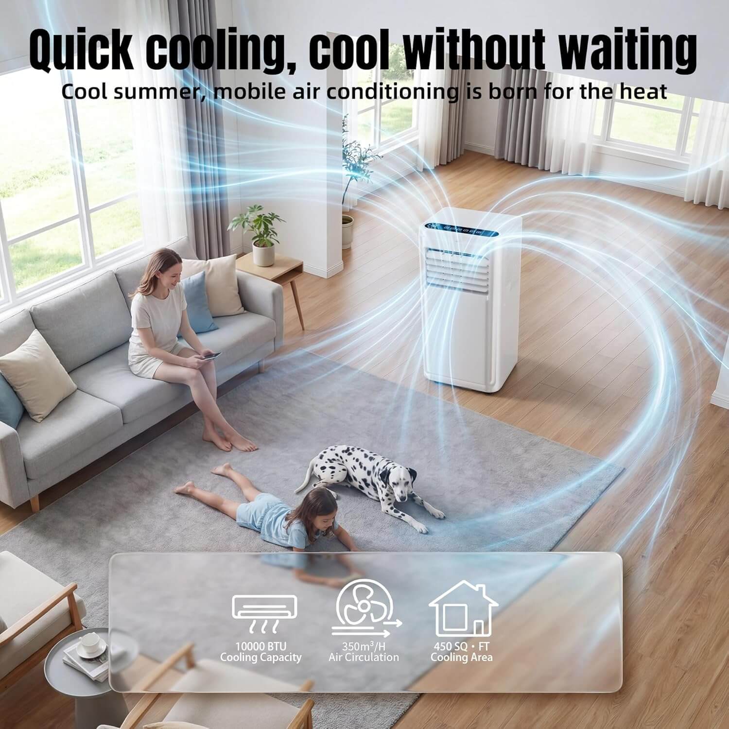 Akires 3-In-1 1000 BTU Portable Air Conditioner, Fan & Dehumidifier