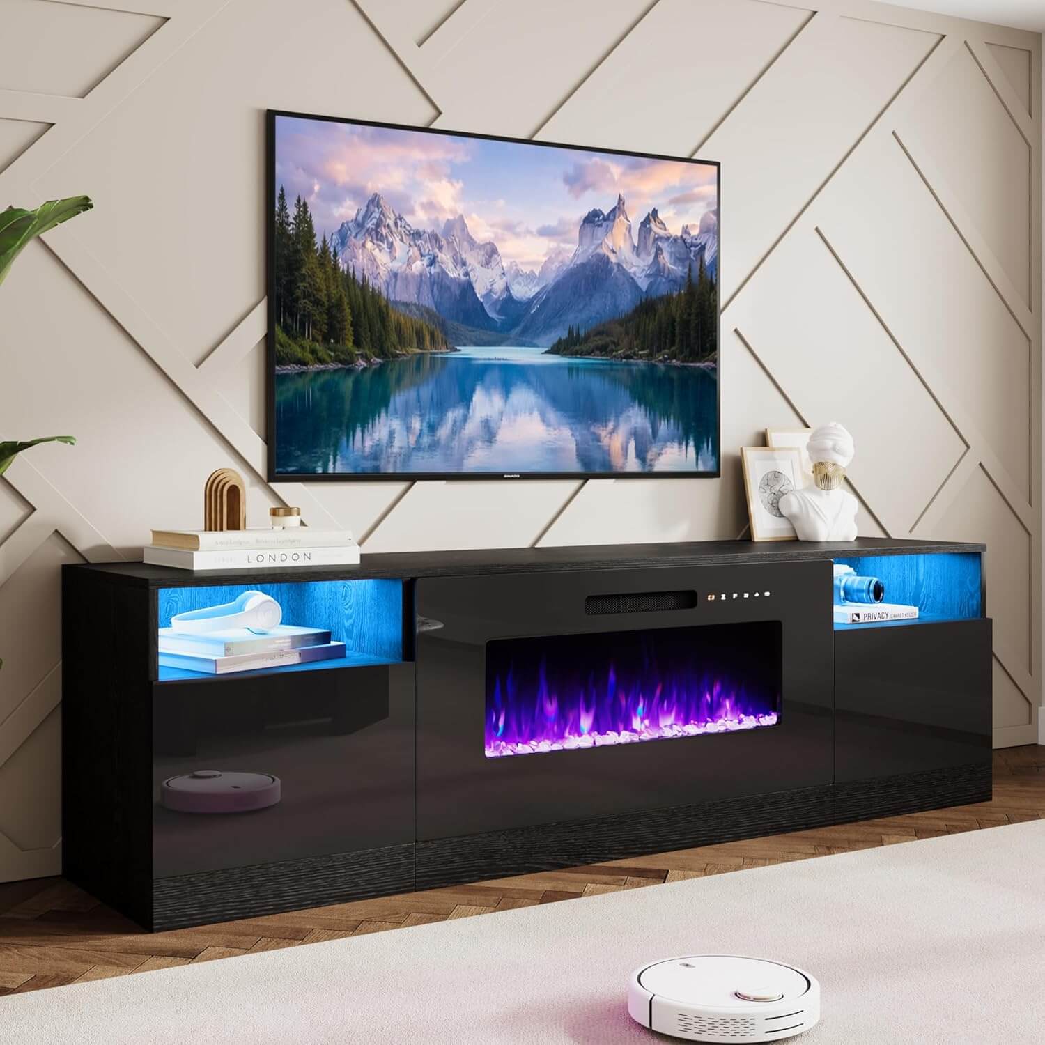 Amerlife 70" TV Stand with 36" Electric Fireplace