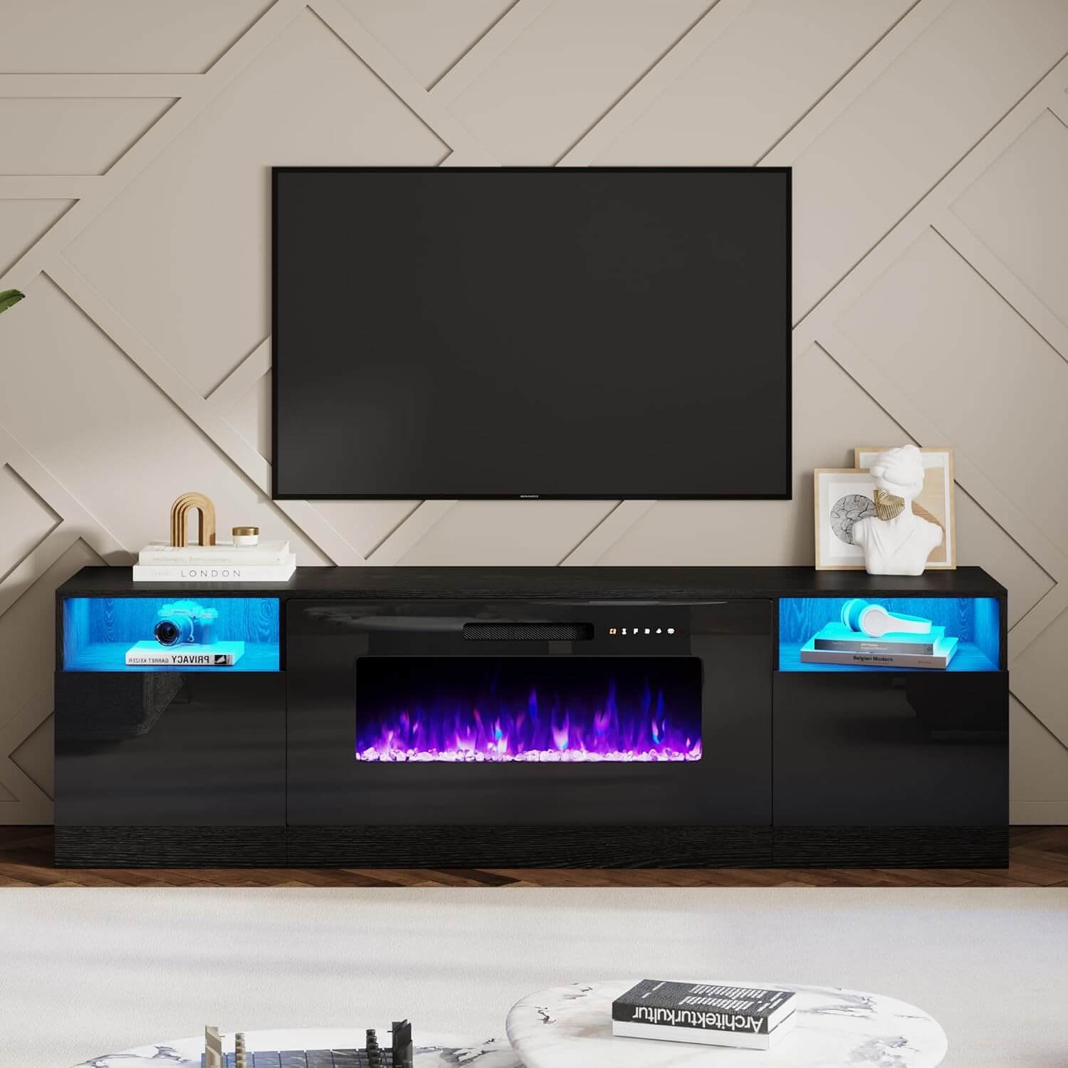Amerlife 70" TV Stand with 36" Electric Fireplace