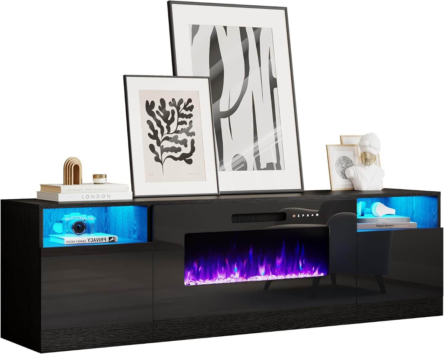 Amerlife 70" TV Stand with 36" Electric Fireplace