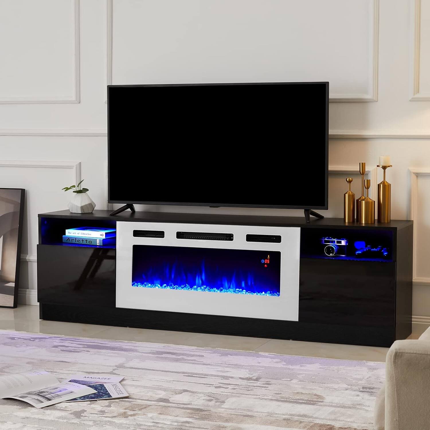 Amerlife 70" TV Stand with 36" Electric Fireplace