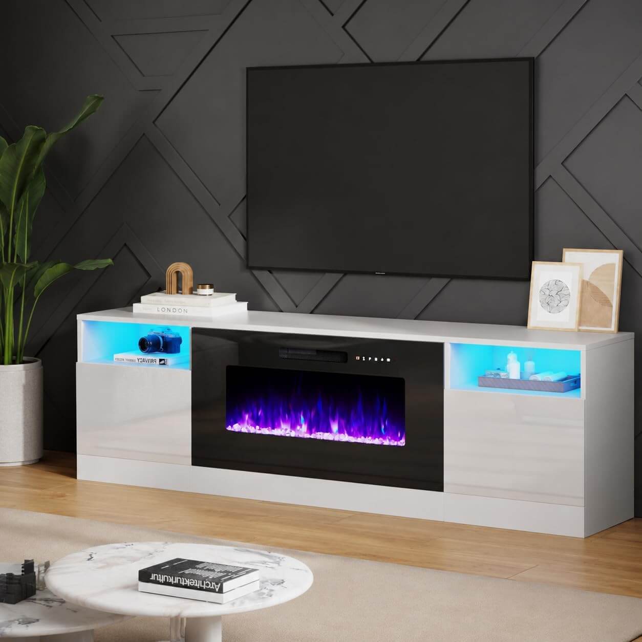 Amerlife 70" TV Stand with 36" Electric Fireplace