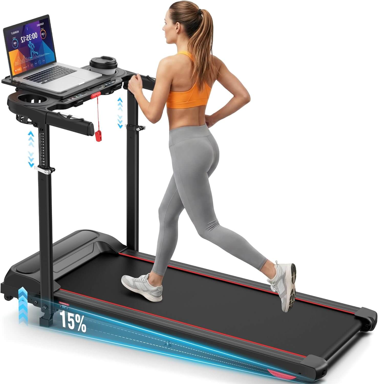 Ancheer Adjustable Height Walking Pad Treadmill w/ Desk Workstation
