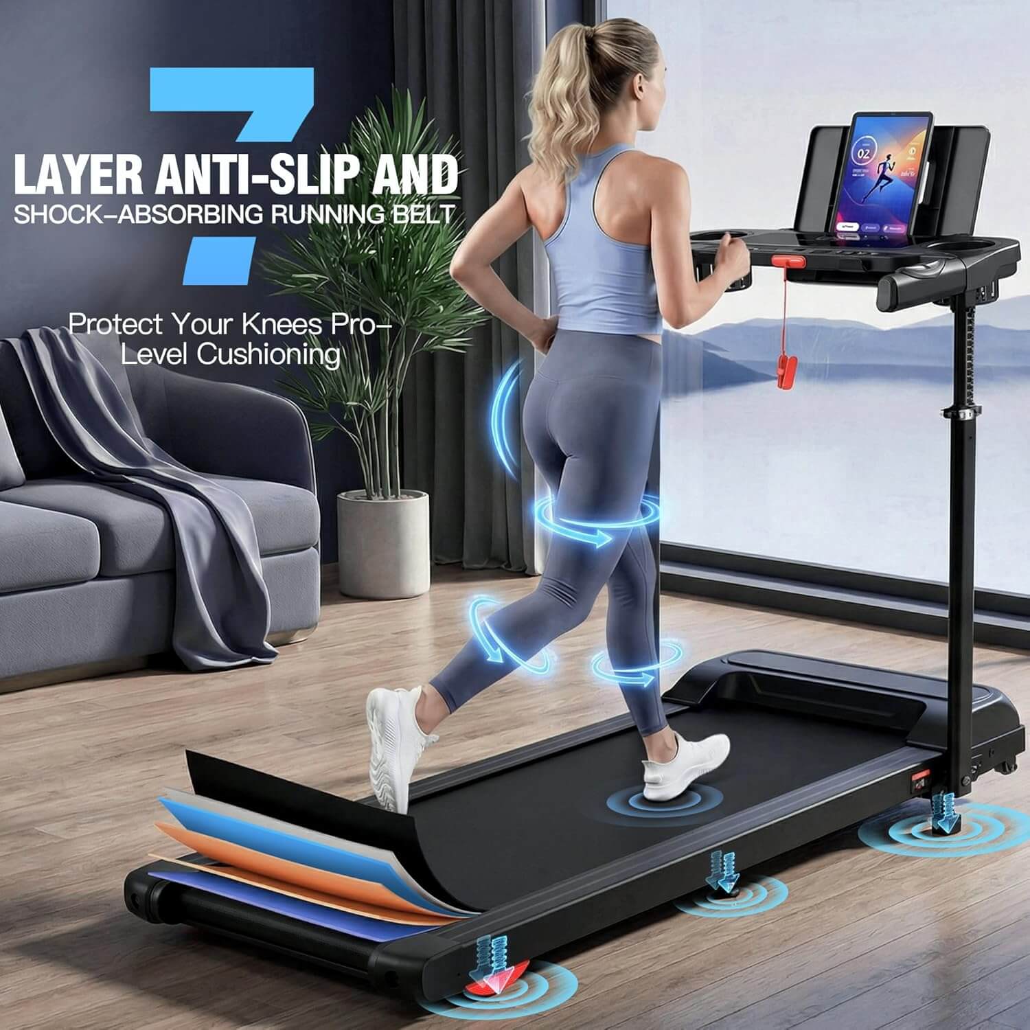 Ancheer Adjustable Height Walking Pad Treadmill w/ Desk Workstation