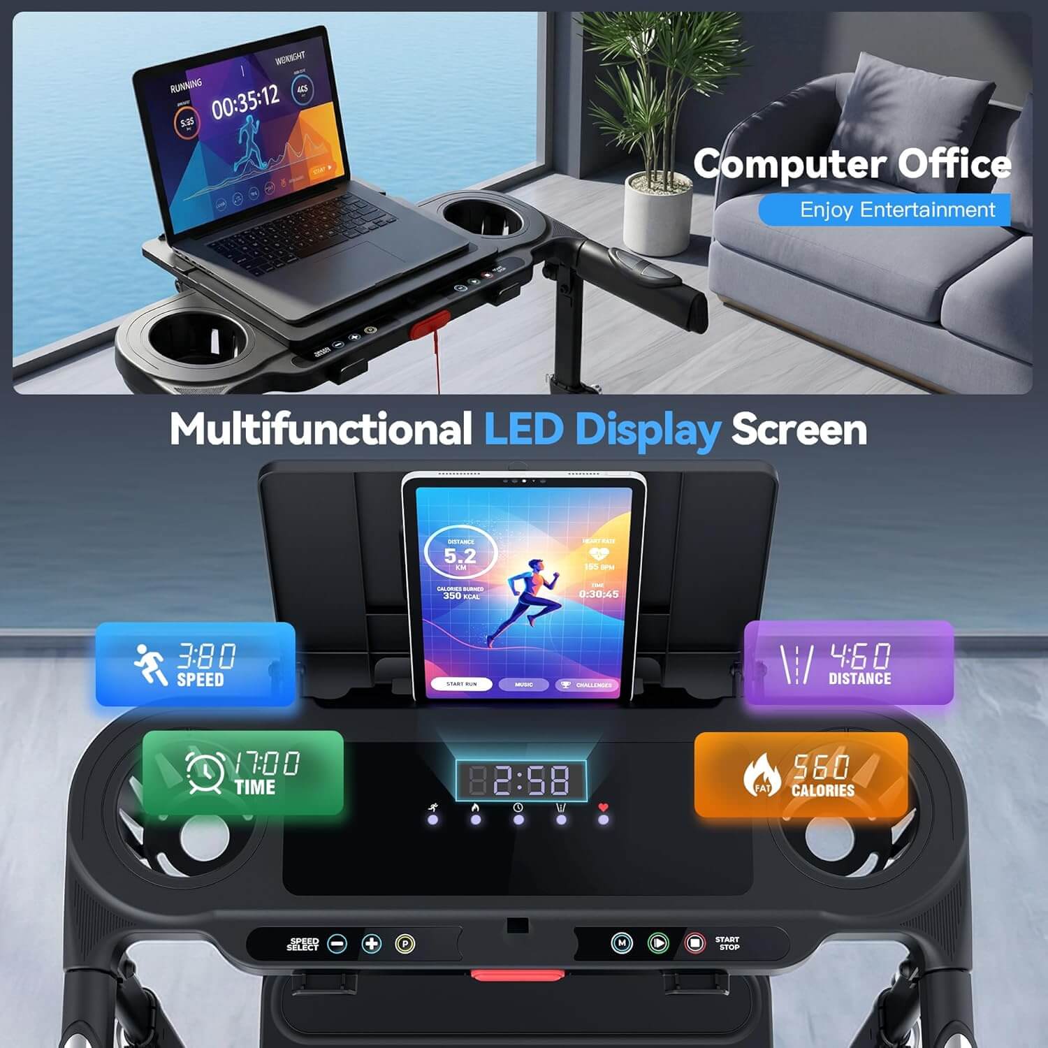 Ancheer Adjustable Height Walking Pad Treadmill w/ Desk Workstation