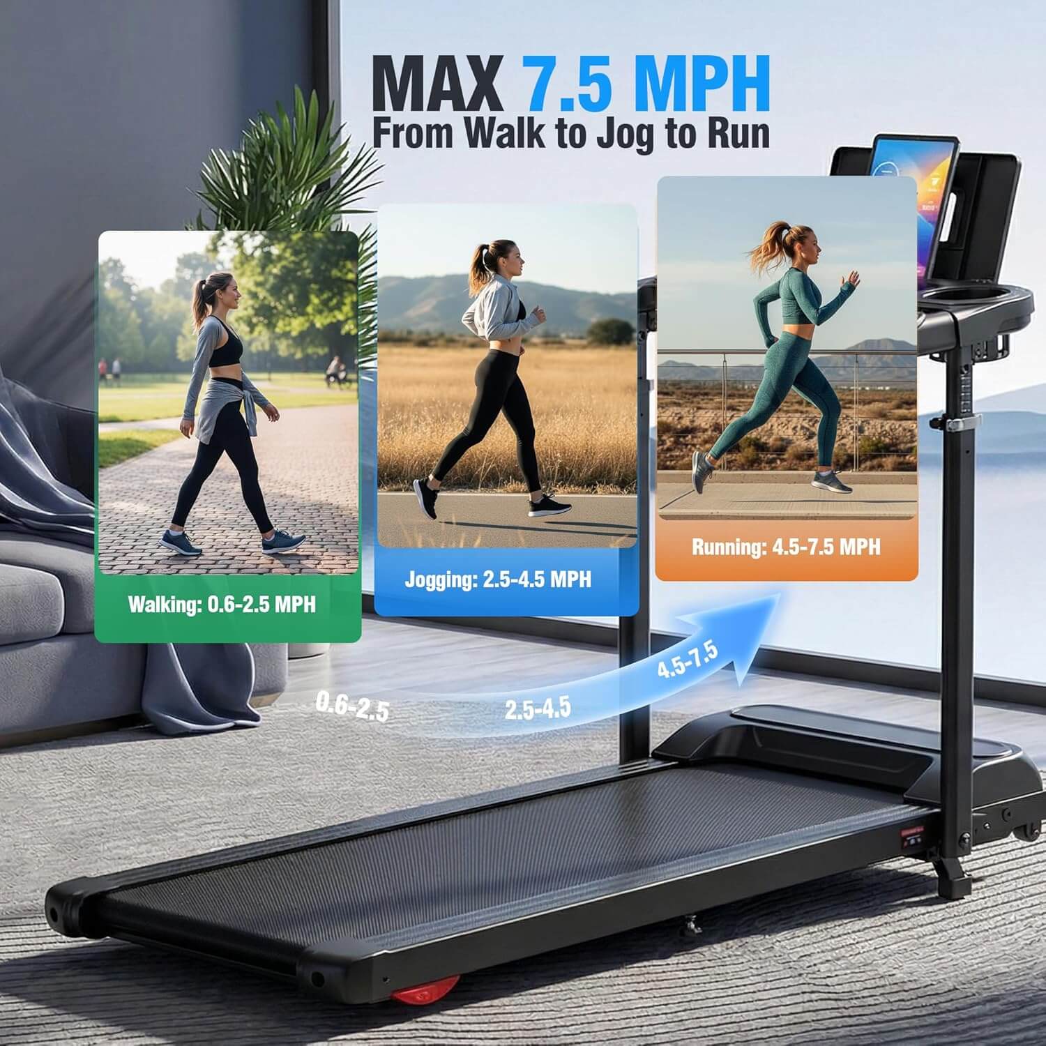 Ancheer Adjustable Height Walking Pad Treadmill w/ Desk Workstation