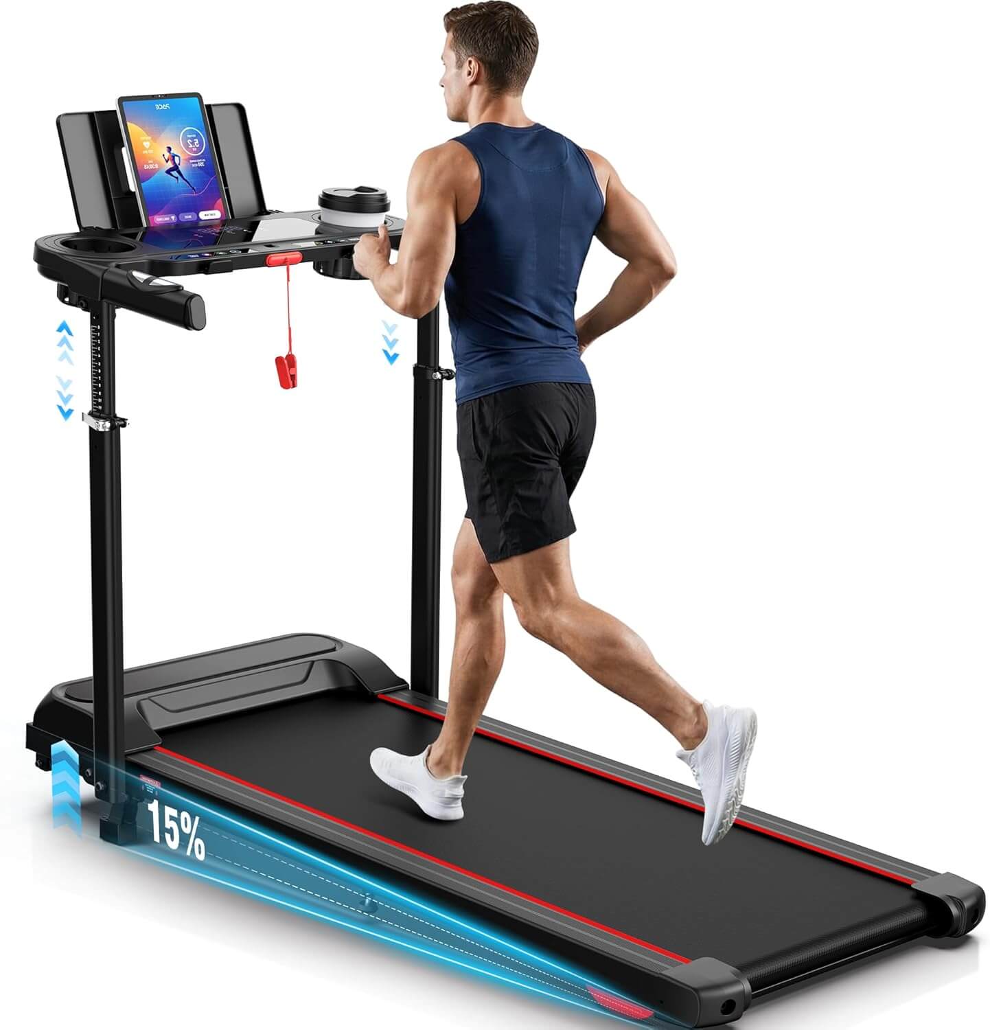 Ancheer Adjustable Height Walking Pad Treadmill w/ Desk Workstation