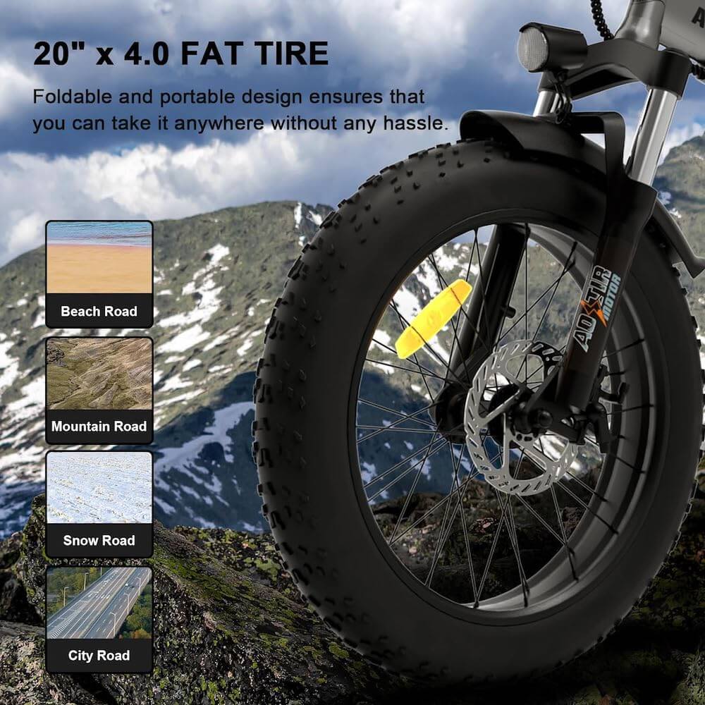 2024 Aostirmotor A30 750W 48V 7 Speed Folding Fat Tire Electric Bike