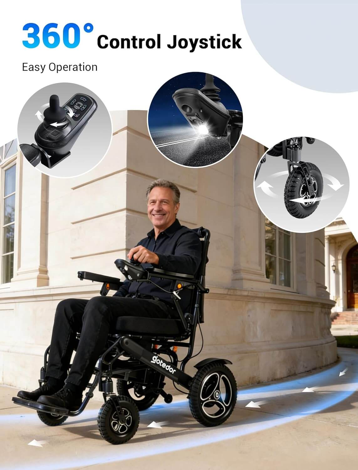 Aotedor W5526 Dual Battery Folding Electric Power Wheelchair