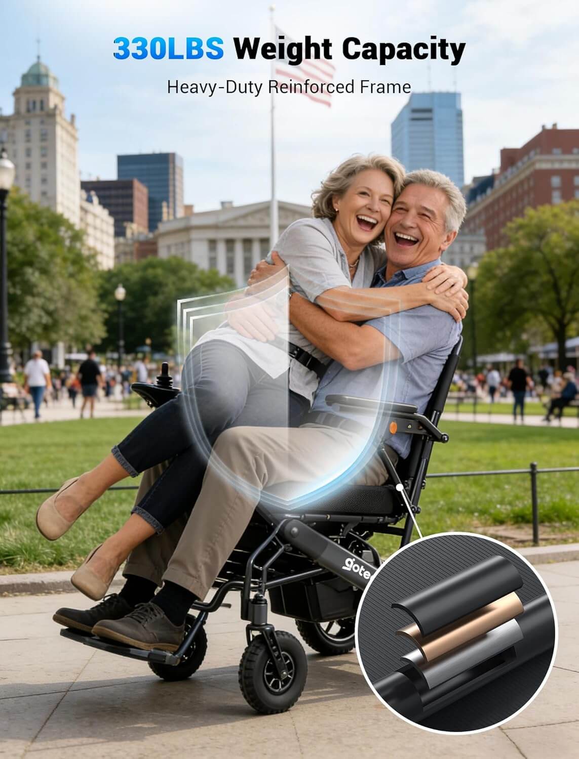Aotedor W5526 Dual Battery Folding Electric Power Wheelchair