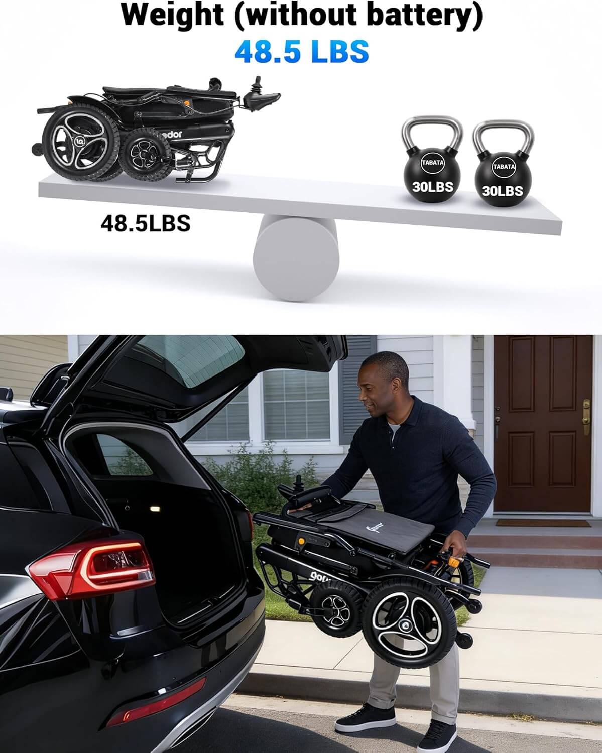 Aotedor W5526 Dual Battery Folding Electric Power Wheelchair