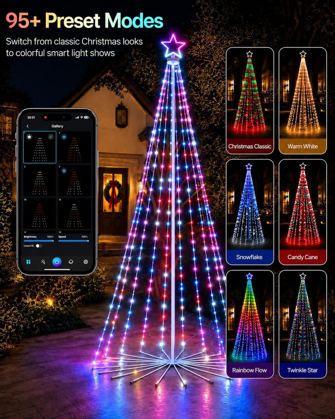 Aoycocr Smart Outdoor Christmas Tree Lights