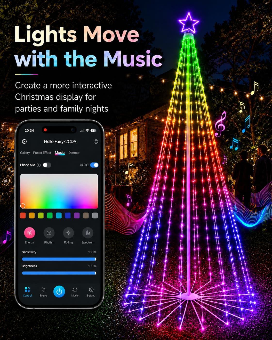 Aoycocr Smart Outdoor Christmas Tree Lights