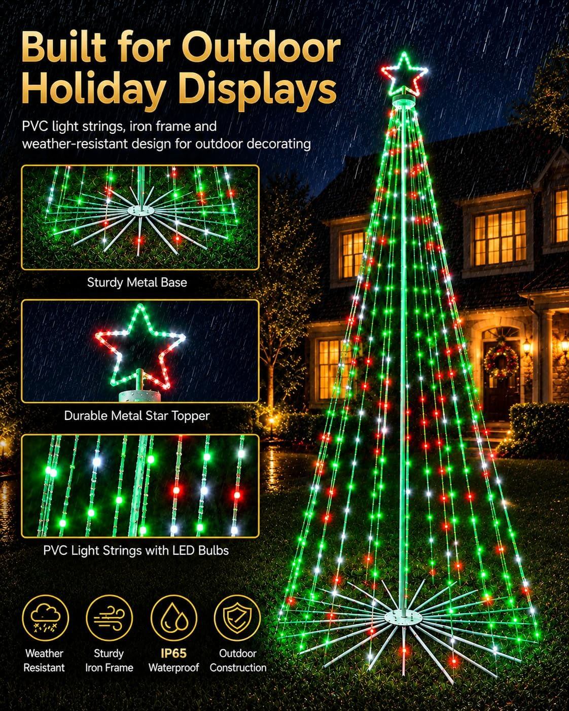 Aoycocr Smart Outdoor Christmas Tree Lights