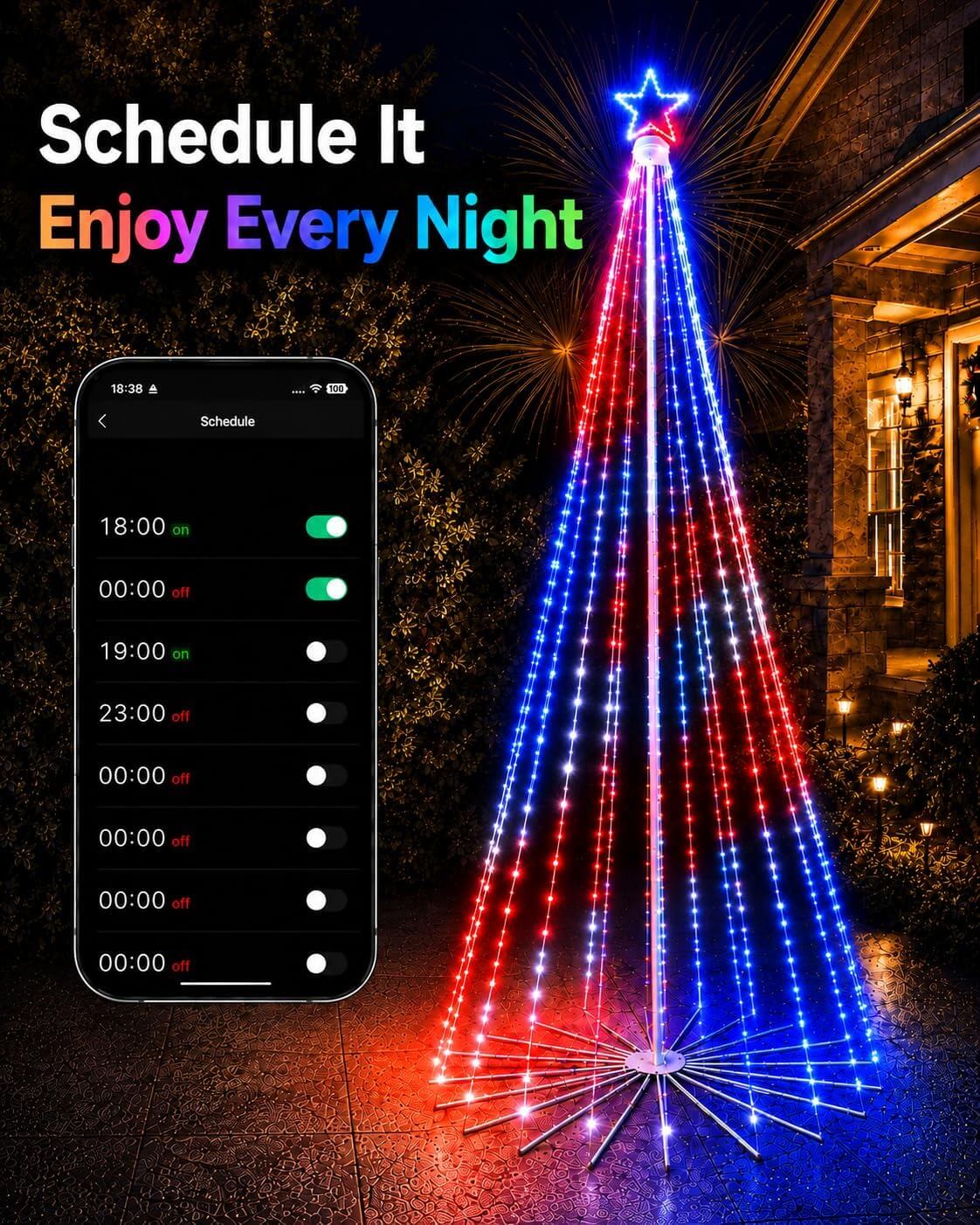 Aoycocr Smart Outdoor Christmas Tree Lights