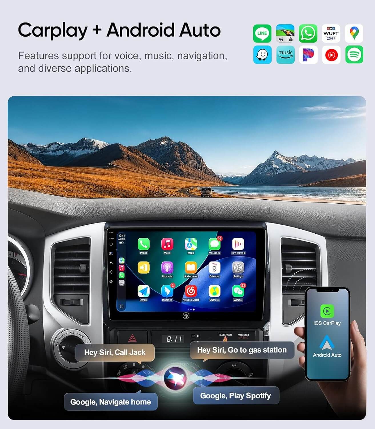 ApexNav 9" Bluetooth Car Infotainment System for Toyota Tacoma 2015-2025