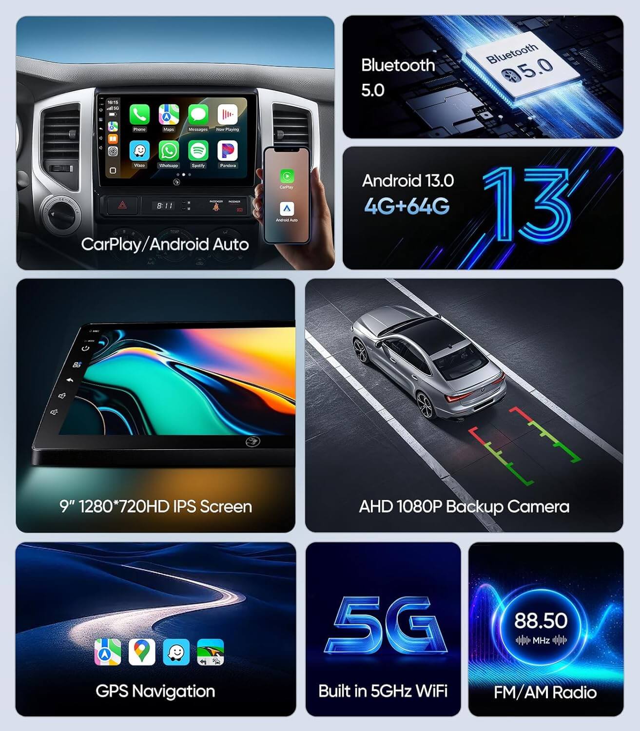 ApexNav 9" Bluetooth Car Infotainment System for Toyota Tacoma 2015-2025