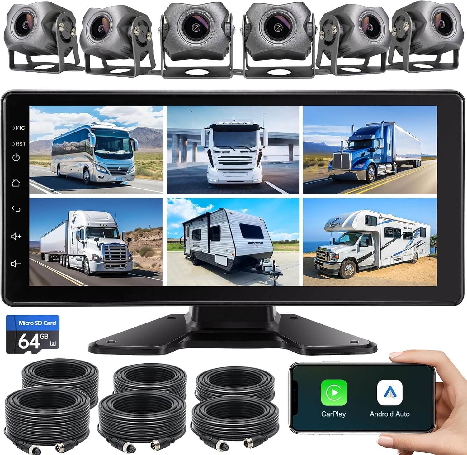 ApexNav/Seventour 6-Channel 1080P Dash Cam Backup Camera System