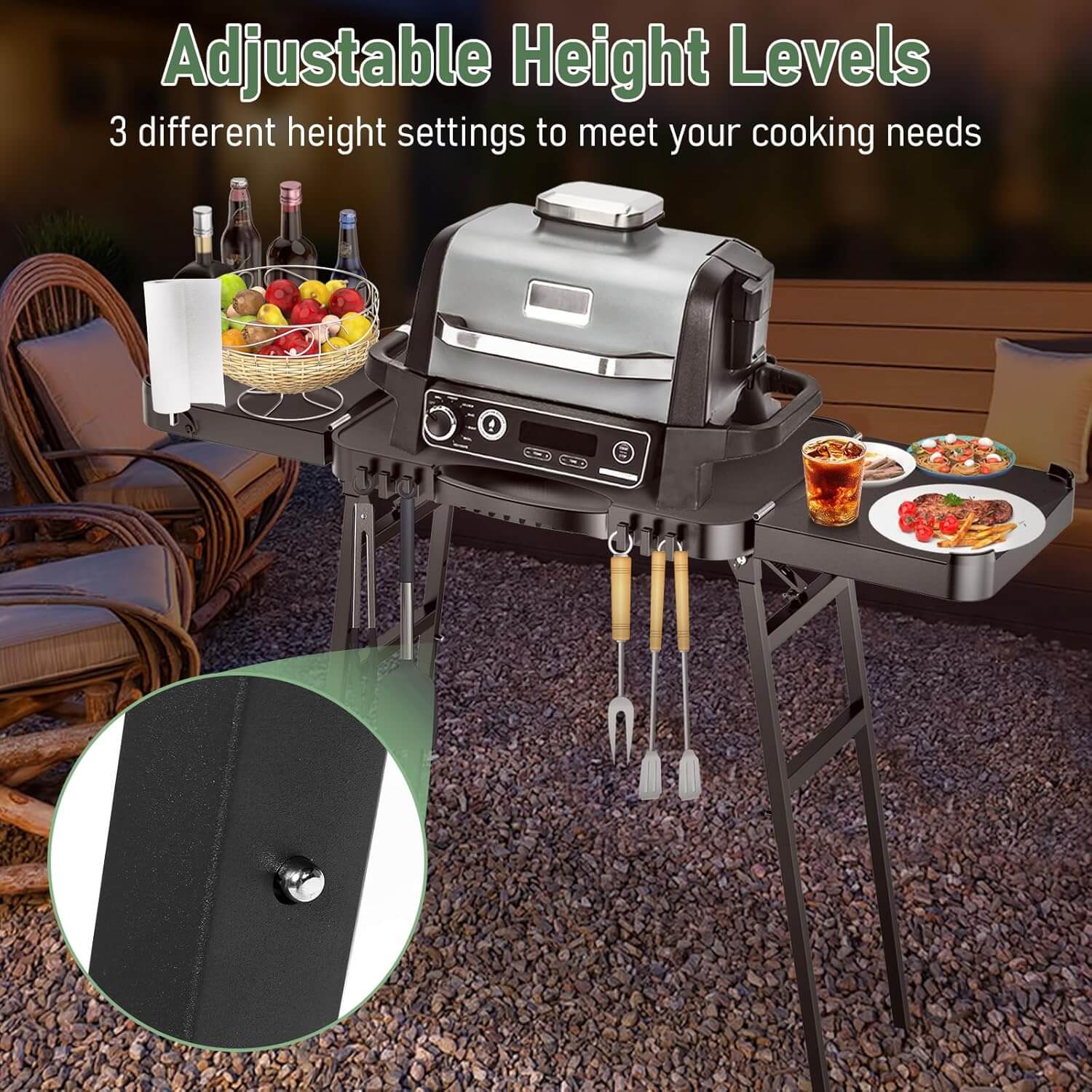 BBQMall 26"/30"/34" Portable Outdoor Grill Stand/Cart