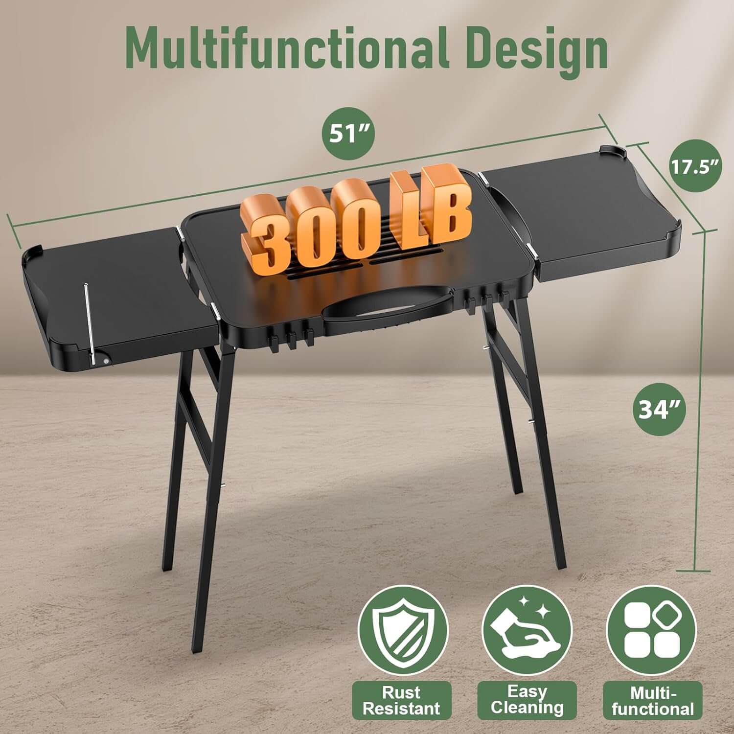 BBQMall 26"/30"/34" Portable Outdoor Grill Stand/Cart