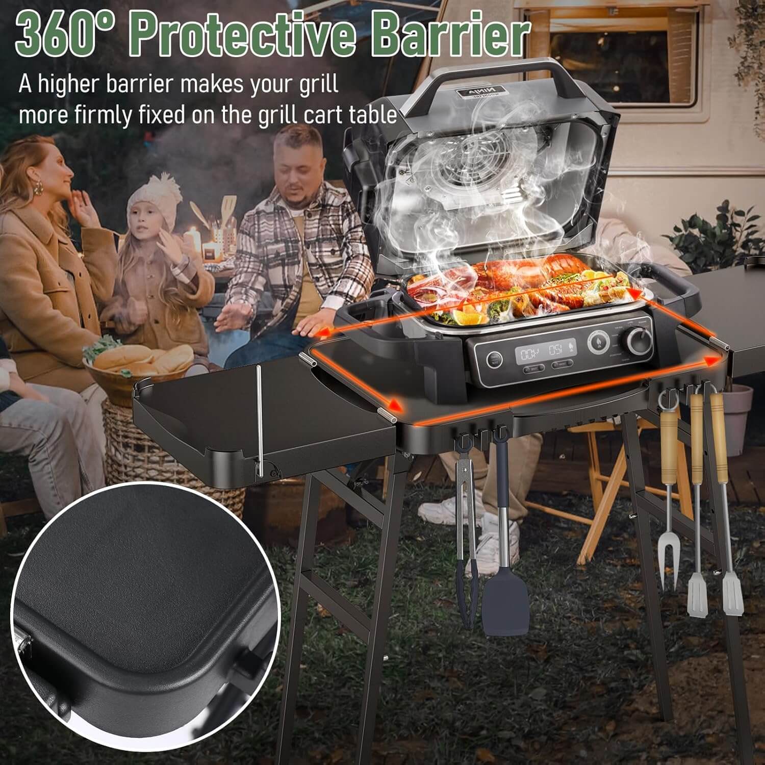 BBQMall 26"/30"/34" Portable Outdoor Grill Stand/Cart