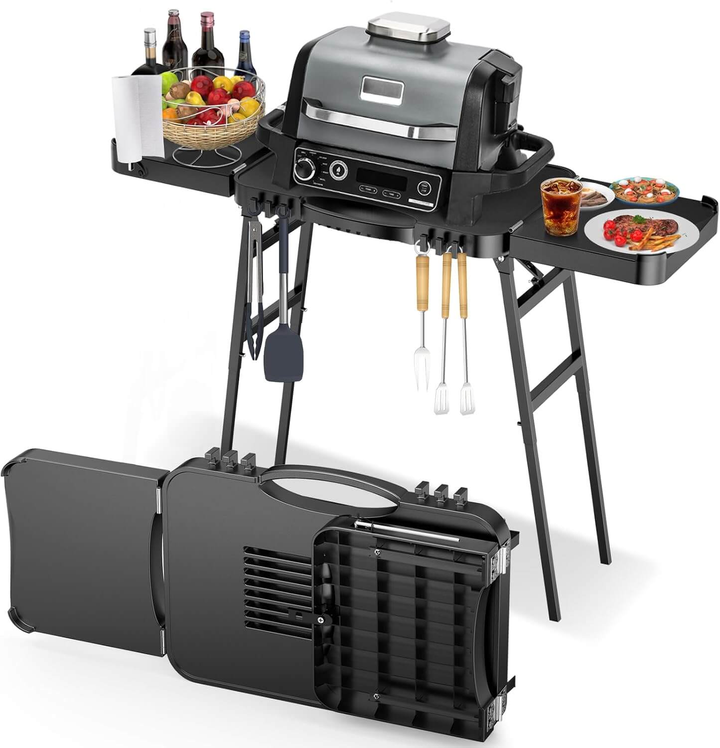 BBQMall 26"/30"/34" Portable Outdoor Grill Stand/Cart
