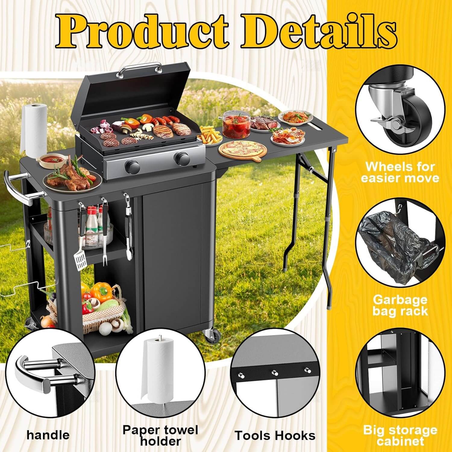 BBQMall 57"x24"x35" Outdoor Grill Stand/Cart, Model 30090