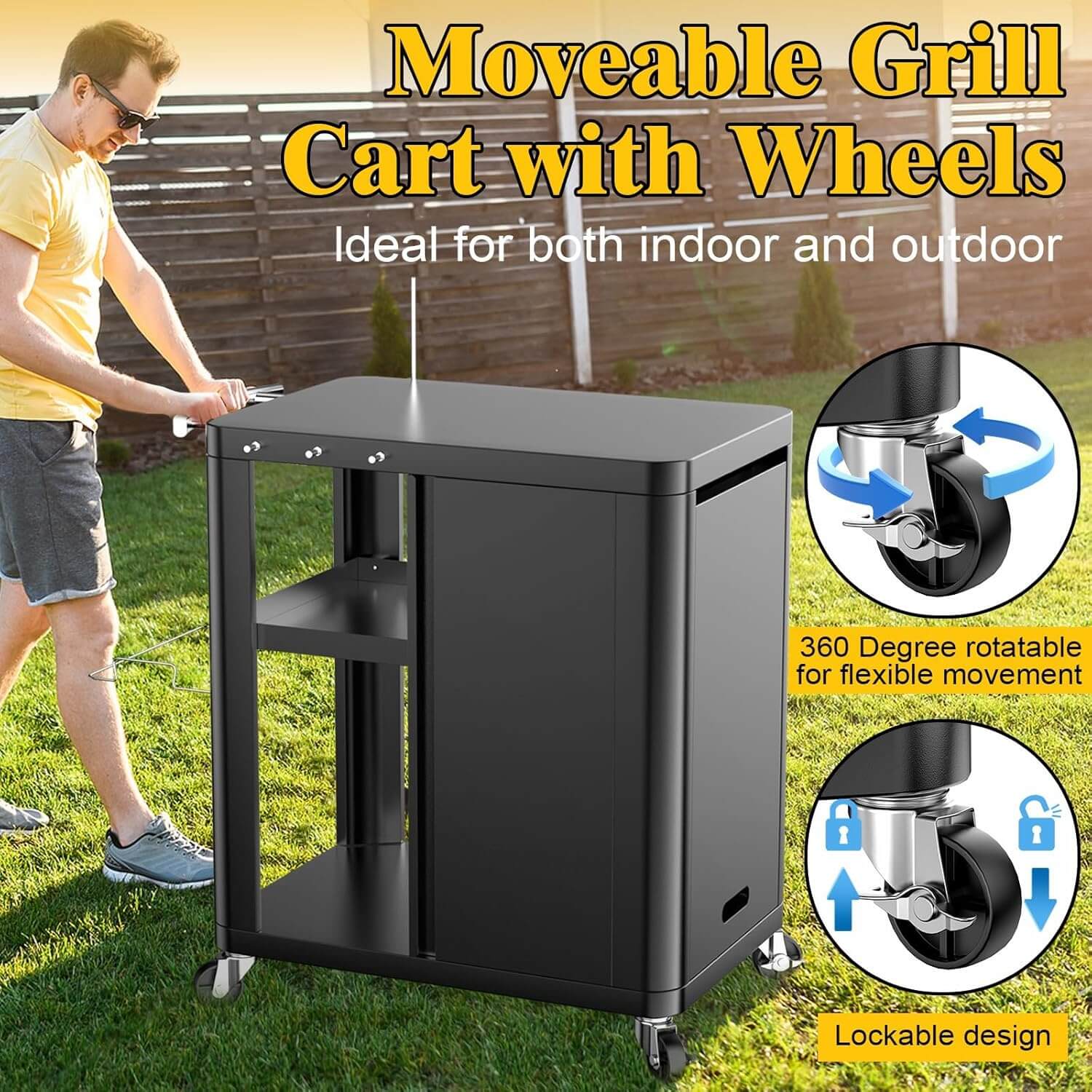 BBQMall 57"x24"x35" Outdoor Grill Stand/Cart, Model 30090
