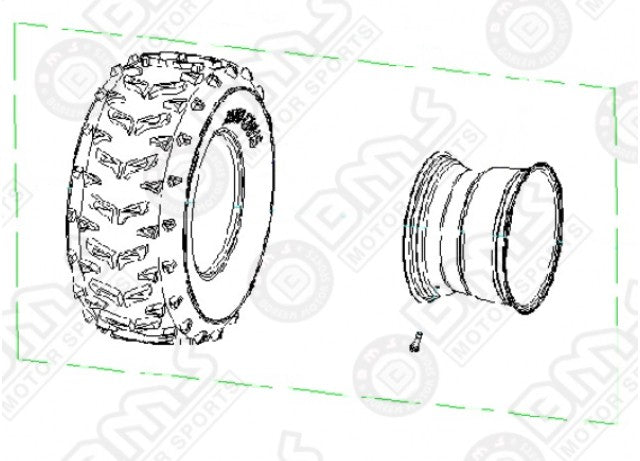 BMS Motor Replacement TIRE & RIM ASSY (REAR PASSENGER SIDE) for RANCH PONY 800 F2 UTV