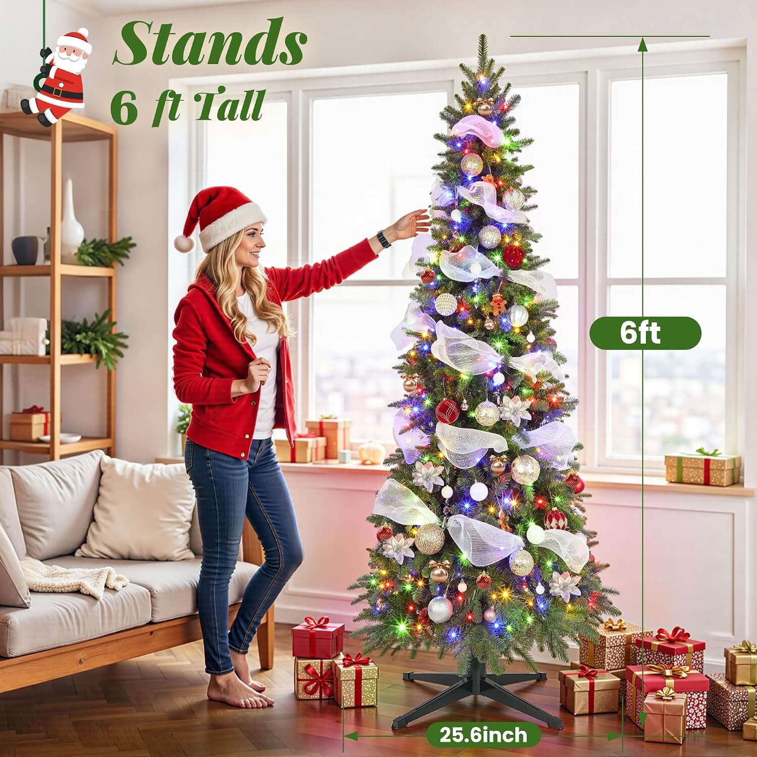 Bobkid SLIM PENCIL Pre-Lit LED Spinning Christmas Tree