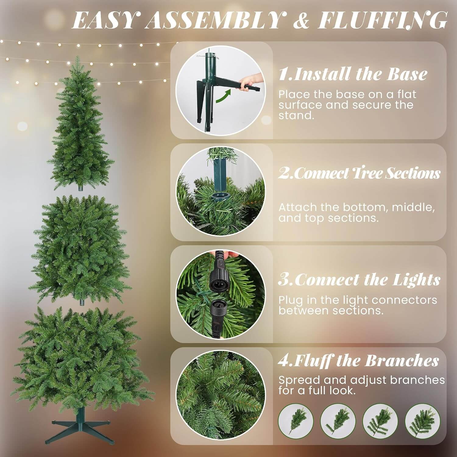 Bobkid SLIM PENCIL Pre-Lit LED Spinning Christmas Tree