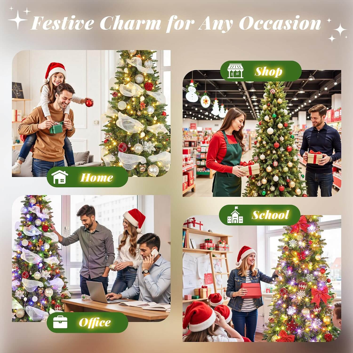 Bobkid SLIM PENCIL Pre-Lit LED Spinning Christmas Tree