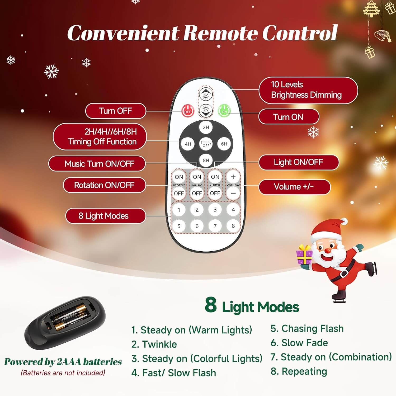 Bobkid WHITE SNOW Pre-Lit LED Spinning Christmas Tree