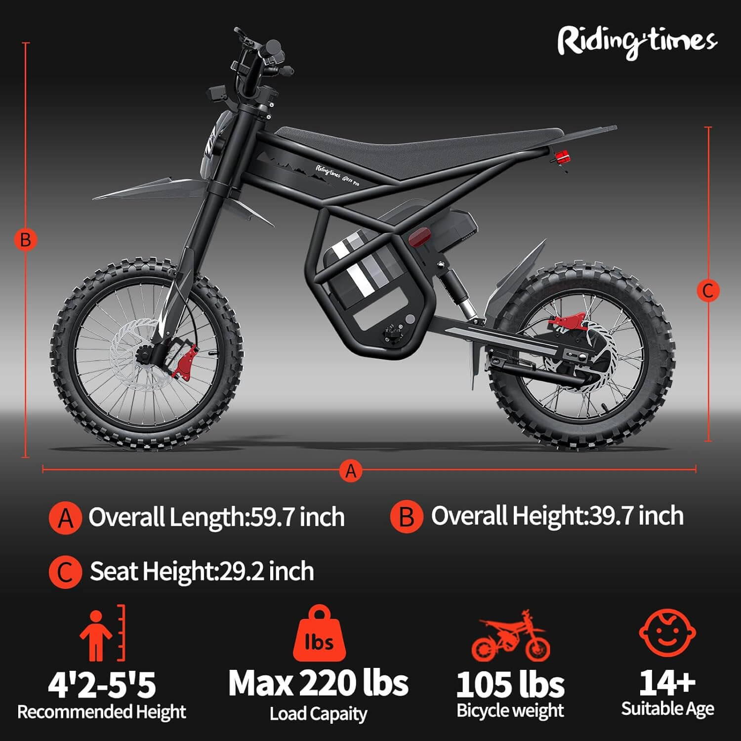Bootime GT54 PRO 3000W Full Suspension All Terrain Electric Dirt Bike
