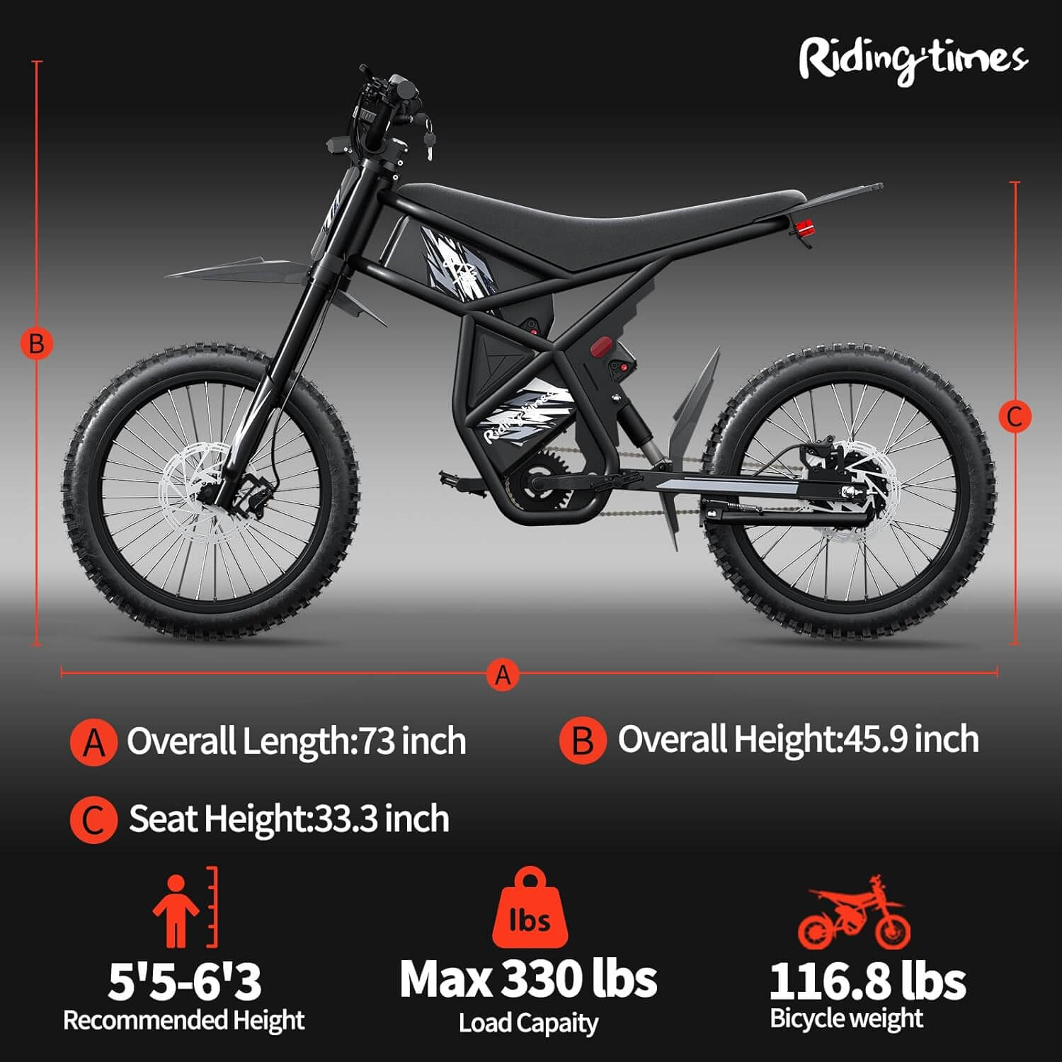 Bootime GT73 2500W Full Suspension All Terrain Electric Dirt Bike