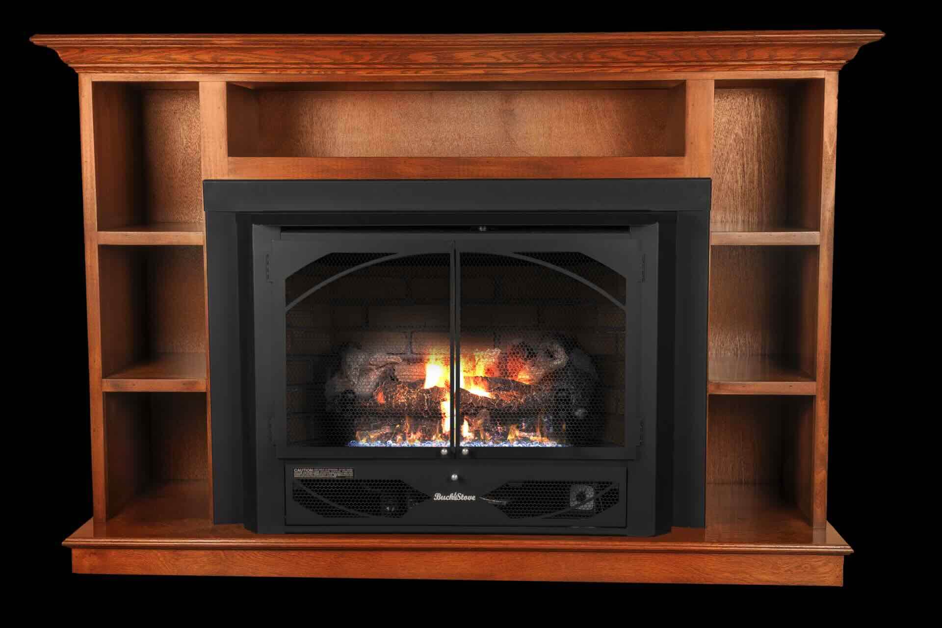 Buck MODEL 384 Non-Vent Gas Stove, Millivolt Valve, Blue Ridge Gas Logs