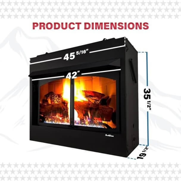 Buck NV 42ZCBBXL 42" Zero Clearance Builders Firebox, EmberVision 200 Logs