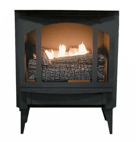 Buck T-33 Series Vent Free Gas Stove w/ Legs, DX18 Gas Logs & Blower